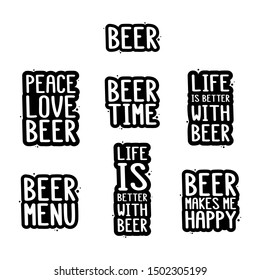 Beer inscription set. It can be used for menu, banner, poster, label, packaging and other promotional marketing materials.
