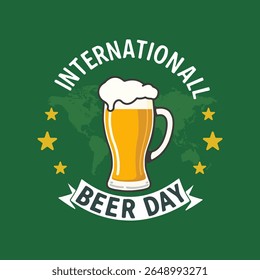 Beer International Day glass logo typography, vector art illustration.