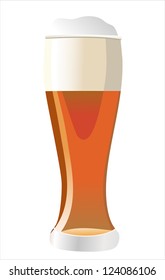 Beer into glass isolated on white