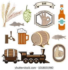 beer isolated icons, signs and design elements vector set