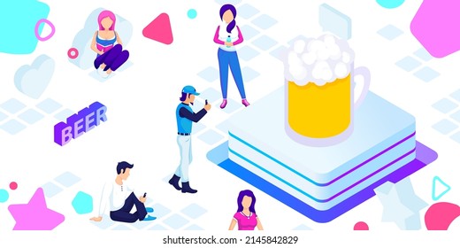 Icono de diseño isométrico de cerveza. Ilustración web de vectores. 3.ª colorida concepción