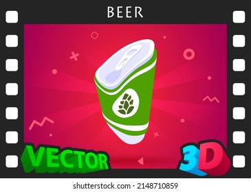 Beer isometric design icon. Vector web illustration. 3d colorful concept