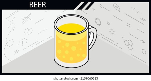 Icono de diseño isométrico de cerveza. Ilustración web de vectores. 3.ª colorida concepción