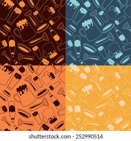 Beer items seamless pattern.