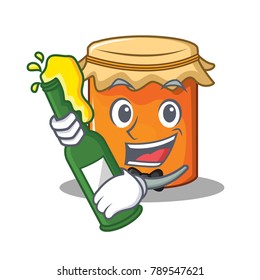 With beer jam mascot cartoon style