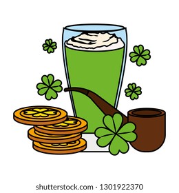beer jar with coins and pipe wooden