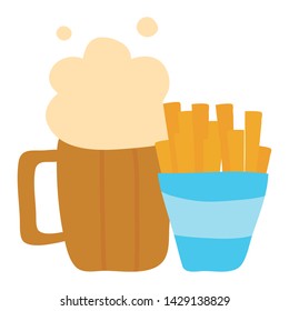 beer jar drink with french frieds