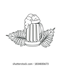 beer jar drink with leafs isolated icon vector illustration design