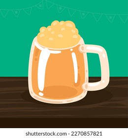 beer jar drink in wooden table icon