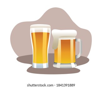 beer jar and glass drinks isolated icon vector illustration design