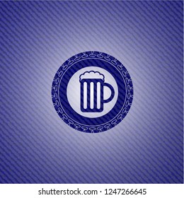 beer jar icon with denim texture