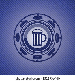 beer jar icon with denim texture