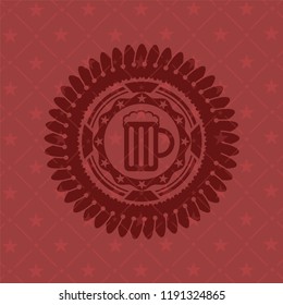 beer jar icon inside badge with red background