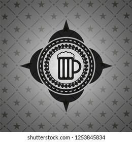 beer jar icon inside black emblem. Vintage.