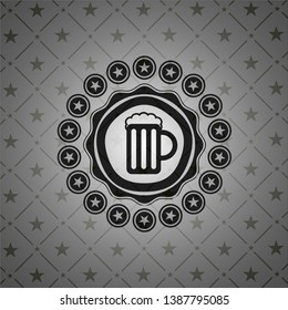 beer jar icon inside black emblem. Vintage.