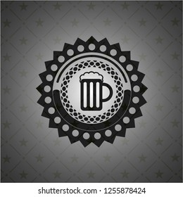 beer jar icon inside dark badge or emblem