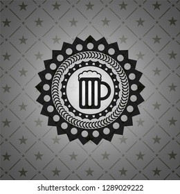 beer jar icon inside dark emblem. Retro
