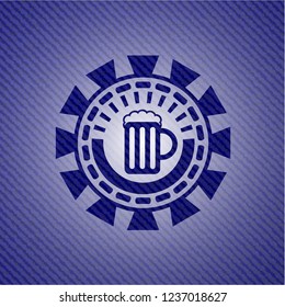 beer jar icon inside emblem with jean high quality background