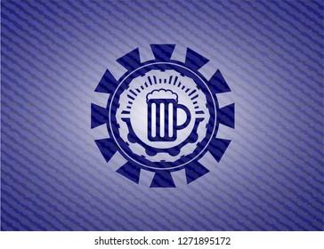 beer jar icon inside emblem with jean high quality background