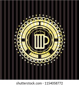 beer jar icon inside gold emblem