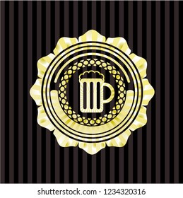 beer jar icon inside gold shiny emblem