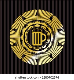 beer jar icon inside gold shiny emblem