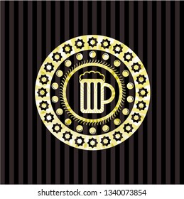 beer jar icon inside gold badge