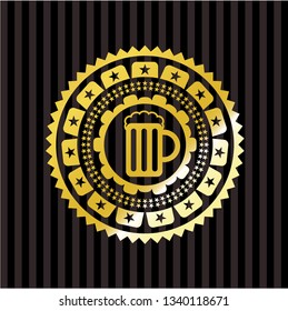 beer jar icon inside gold emblem