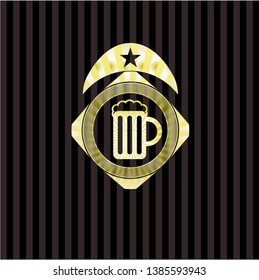 beer jar icon inside gold emblem