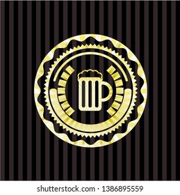 beer jar icon inside gold shiny emblem