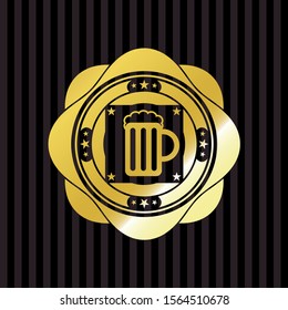 beer jar icon inside gold emblem or badge