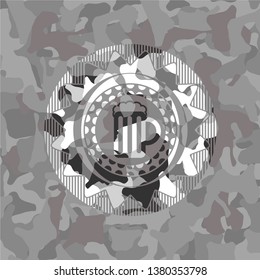 beer jar icon inside grey camouflage texture