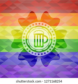 beer jar icon inside lgbt colors emblem 