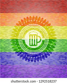 beer jar icon inside lgbt colors emblem 