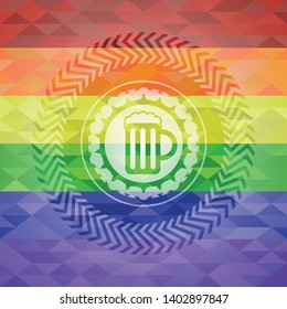 beer jar icon inside lgbt colors emblem 