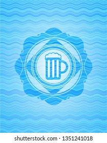 beer jar icon inside light blue water badge.