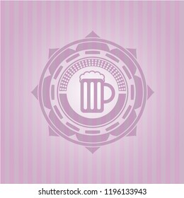 beer jar icon inside pink icon or emblem