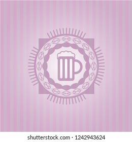 beer jar icon inside pink icon or emblem