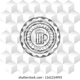 beer jar icon inside realistic grey emblem with cube white background
