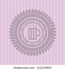 beer jar icon inside realistic pink emblem