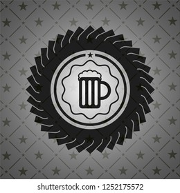 beer jar icon inside realistic dark emblem