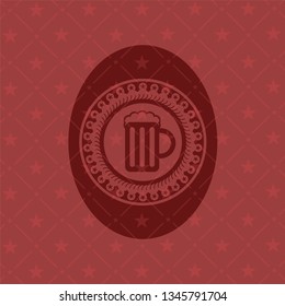 beer jar icon inside realistic red emblem