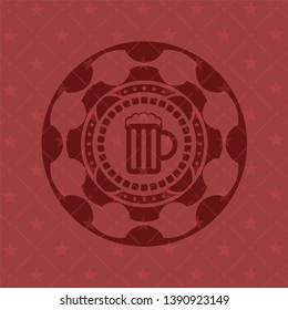 beer jar icon inside realistic red emblem
