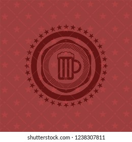 beer jar icon inside red icon or emblem