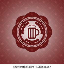 beer jar icon inside red icon or emblem