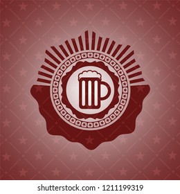 beer jar icon inside retro red emblem