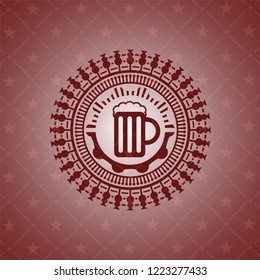 beer jar icon inside retro style red emblem