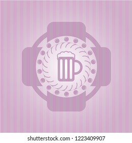 beer jar icon inside retro style pink emblem