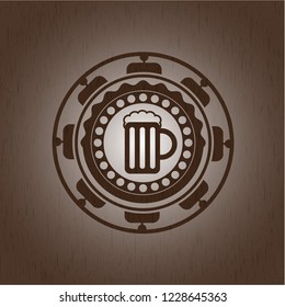 beer jar icon inside retro style wood emblem