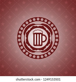 beer jar icon inside retro style red emblem